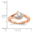thumbnail image 1 of Solid 10K Rose Gold Diamond Side-Stones with CZ Cubic Zirconia Peg Set Center Stone By-Pass Engagement Ring Size 8.5, 1 of 2