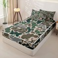 thumbnail image 2 of catabedysis Vintage Camouflage Camper Zipper Twin Comforter Sets with Fitted Sheet and 2 Pillowcases,Wild Animal Deer Bear Zipper Bedding Set For Boys,Green Grey,Black Reversible,4 Pieces, 2 of 7