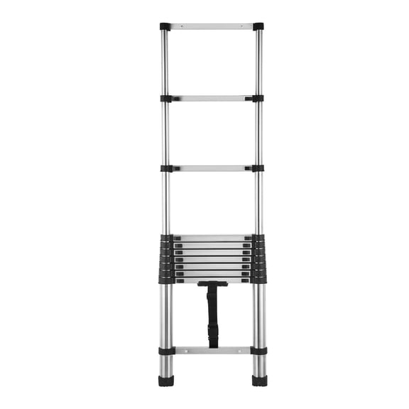 Dranite 8.5ft Stainless Steel Telescoping Ladder,330LB Capacity, Button Retraction Portabl