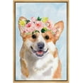 thumbnail image 3 of PixonSign Framed Canvas Print Wall Art Watercolor Corgi with Crown Animals Flower Illustrations Modern Art Contemporary Colorful Multicolor Pastel for Living Room, Bedroom, Office - 24"x36" Natural, 3 of 5