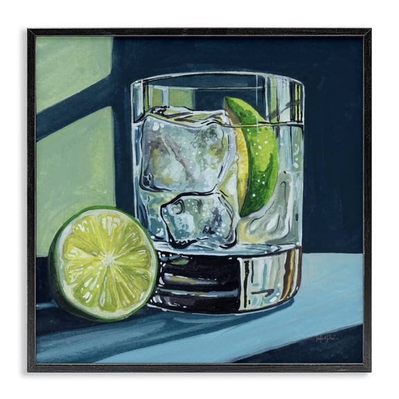 Stupell Industries Eclectic Lime & Gin Tonic Cocktail Black Framed Giclee Art, 12 x 12, by Kate Jarvik Birch