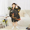 thumbnail image 6 of FORMRS Wearable Blanket Hoodie with Sleeves for Kids Cozy Flannel Sweatshirt, Black Fish Pattern, 6 of 7