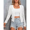 thumbnail image 5 of Women'S Long Sleeve Cropped Cardigan Sweaters Open Front Hollow Out Shrugs White XXL, 5 of 8