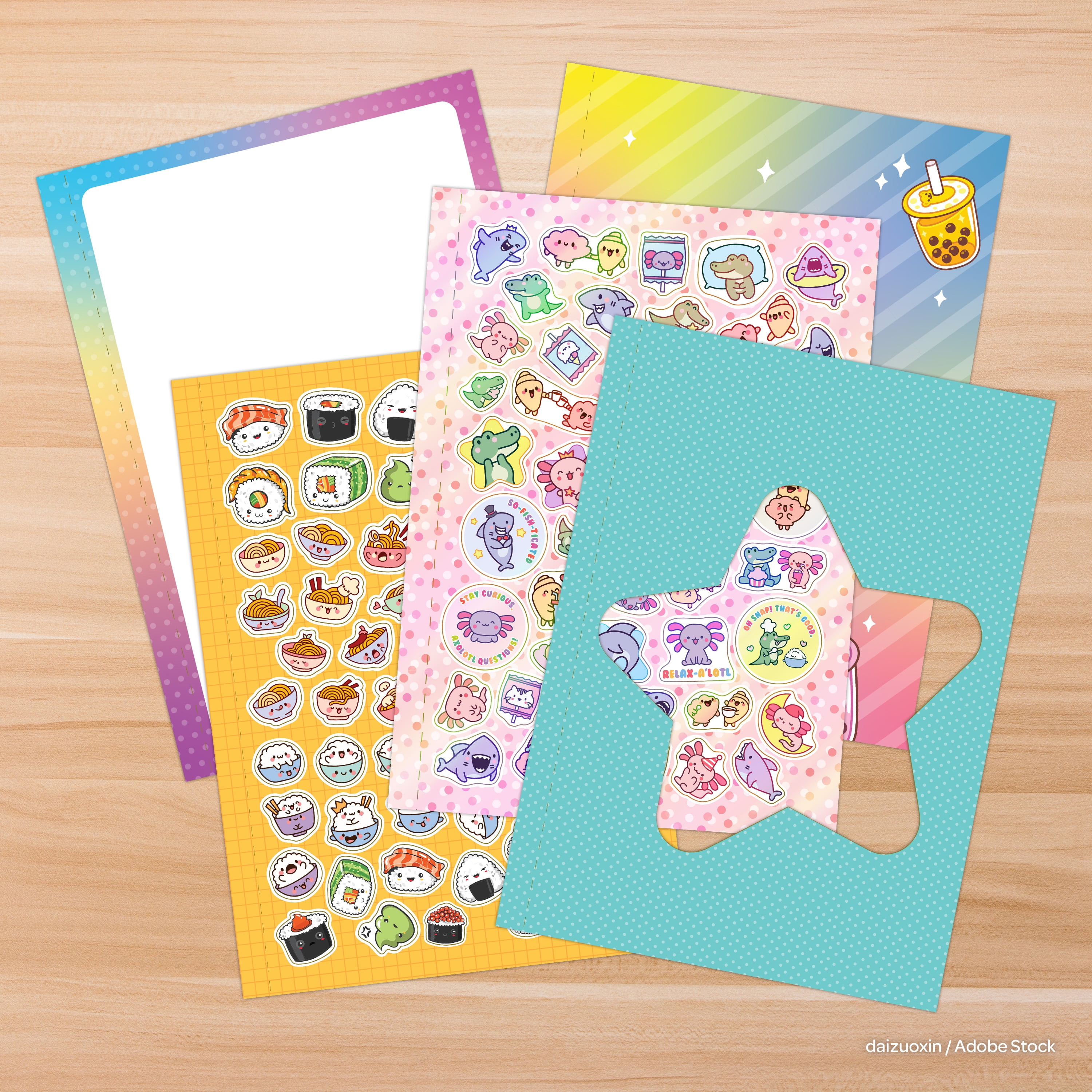 Kawaii Sticker and Stencil 20-page Picture Activity Book, by Bendon, Paperback