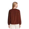 thumbnail image 3 of Time and Tru Women's Puff Sleeve Corduroy Top, Sizes XS-XXXL, 3 of 5