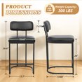 thumbnail image 5 of ClinQ Modern Bar Stools Set of 3, Upholstered Counter Height Bar Chairs with Sturdy Metal Frame and Backrest for Kitchen Island, Black, 5 of 8