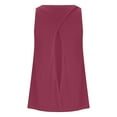 thumbnail image 6 of CheerKidz Women's Back Slit T-Shirt Solid Color Round Neck Casual Top, Fashion Summer Sleeveless Shirt(Wine,S), 6 of 7