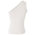 thumbnail image 4 of IWRICH Women's One Shoulder Tank Tops Stylish Sleeveless Slim Fit Cropped Tee Shirt Summer Tops White XS, 4 of 4