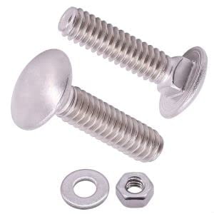 

(8 Sets) 5/16 -18 x 3 Carriage Bolt with Hex Nuts and Flat Washers SAE Round Head Square Neck Bolts 304 Stainless Steel 18-8 Full Thread UNC