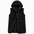thumbnail image 3 of Lutiedan Fleece Hooded Vest for Women Sleeveless Button down Outerwear Vest Fall Winter Warm Jackets with Pocket S-XXL,Black, 3 of 6