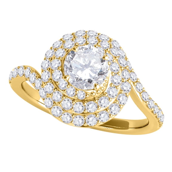 Aonejewelry 1 Carat Halo Diamond Dome Shaped Engagement Ring In 14k Yellow Gold