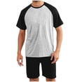 thumbnail image 3 of Men's Pajama Set Sleepwear Short Sleeve Shirt and Shorts Soft Comfy Loungewear for Men Casual Sleep Sets Home Wear Travel Outfits | AESTIVO,Black L, 3 of 8