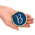 thumbnail image 3 of Koyal Wholesale Gold Compact Mirror Bridesmaid's Wedding Gift, Navy Blue, Monogram Letter B, 1-Pack, 3 of 5