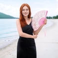 thumbnail image 6 of Potable Lace Folding Hand Fan,QZS Embroidered Flower Decorative Folding Fans Chinese Hand Fan for Costume Wedding Bridal Dancing Tea Party,Pink, 6 of 6