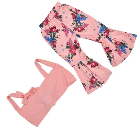 

FTVOGUE Top Bellbottom Pants Summer Top Bellbottom Pants Baby Girl Top Bellbottom Pants For Children For Summer For Little Kids