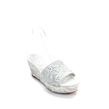 

Pre-owned|Donald J Pliner Womens Beaded Sequin Embroidered Wedge Sandals White Size 6 M