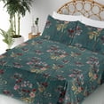 thumbnail image 3 of Ambesonne Vintage Fitted & Flat Sheet with Shams 4 Pcs Set, Flowers Butterflies Minimal, Full, Dark Fuchsia and Tan, 3 of 5