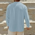 thumbnail image 6 of biudgviw Men's Linen Shirts Casual Button V Neck Long Sleeve Tops Lightweight Loose Vacation Beach T-Shirts Spring Summer Clothes, 6 of 6