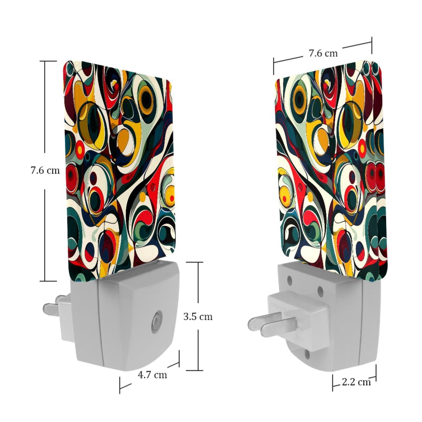 PhooArto Colorful Abstract Pattern Plug in LED Night Light Auto Sensor Dusk to Dawn Decorative Night for Bedroom, Bathroom, Kitchen, Hallway, Stairs, Baby's Room, Energy Saving