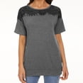 thumbnail image 2 of Moda Mujer Causal Rounk Cuello Blusa de encaje Camiseta de manga corta Tops de verano Fridja  gope4886, 2 of 5