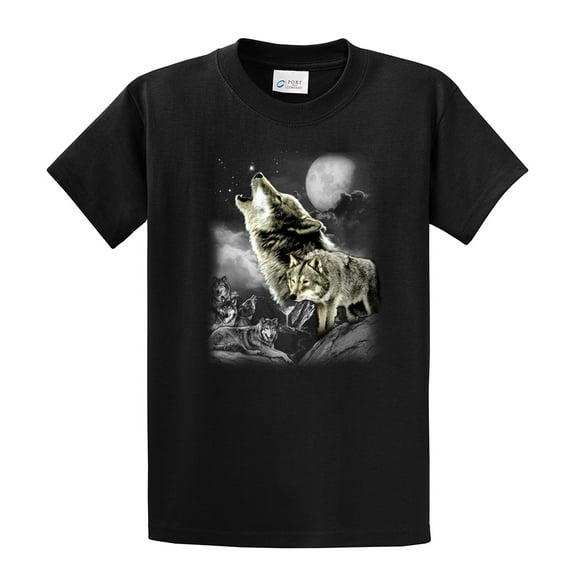 Wolf Short Sleeve T-shirt Wolves in The Wild Howling-Black-5Xl