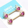 thumbnail image 4 of A Pair of Golden Majestic Queen's Crown Heart Sparkle Nipple Barbell, 4 of 4