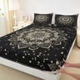 thumbnail image 4 of jejeloiu Celestial Mandala King Sheets For Men Women,Star Constellation Bedding,Black Gold,4 Pieces,1 Flat Sheet, 1 Fitted Sheet and 2 Pillowcases, 4 of 6