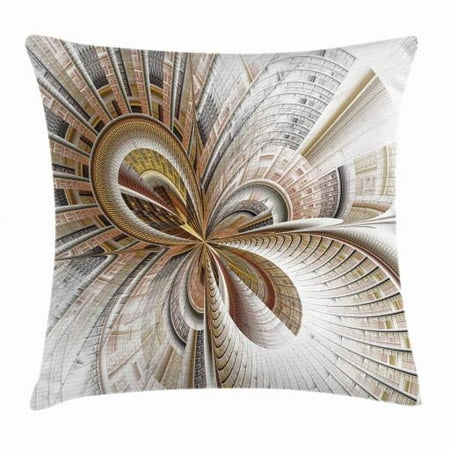Steampunk Throw Pillow Cushion Cover Abstract Fractal Artwork Of Fantastic Curved And Bent Shapes Lines Design Decorative Square Accent