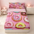 thumbnail image 2 of Erosebridal Kawaii Donut Zipper Twin Comforter Sets with Fitted Sheet and 2 Pillowcases for Girls, Cartoon Dessert Zipper Bedding Set, Pink Reversible, 2 of 7
