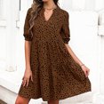 thumbnail image 2 of Falda de vestido de manga corta suelta con cuello en V informal de verano para mujer a la moda Pompotops  qwe14143, 2 of 8