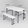thumbnail image 3 of Aimee Lii Picnic Table Set with 2 Benches, Indoor Outdoor Portable Folding Picnic Table, Outdoor Furniture for Party, Camping, White, 3 of 12