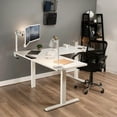 thumbnail image 3 of VIVO Electric Stand Up Corner Desk, White Table Tops, White Frame, 3 of 9