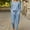 Blue, variant on Turilly Women's Coats and Jackets 2PCS Fashion Woman Round Neck Solid Long Sleeve Blouse and Loose Pants Set