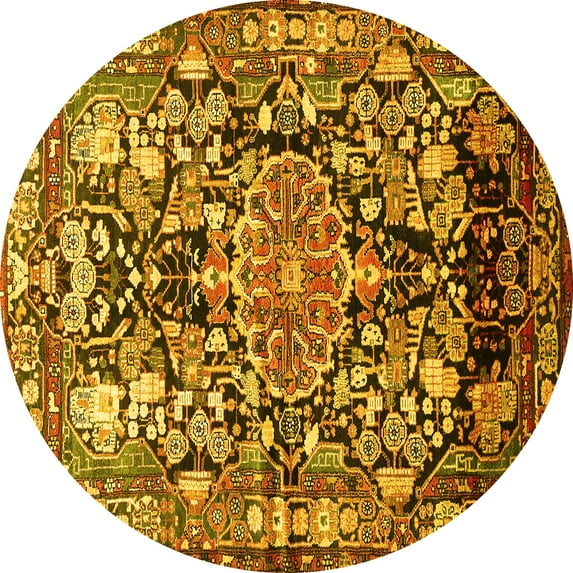 Ahgly Company Indoor Round Animal Yellow Traditional Area Rugs, 3' Round