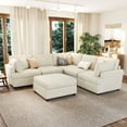 thumbnail image 4 of Harper & Bright Designs Modular Sectional Sofa, Chenille U-Shaped Couch with Ottomans, Free Combination Upholstered Sectional Sofa for Living Room, Beige, 4 of 19