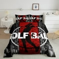 thumbnail image 2 of Golf Comforter&nbsp;Set King Size Red and Black Golf Bedding Set Teens,Sports Themed Bed Comforter&nbsp;Sets Ball Gaming Quilt Bed Set Bedroom Decor with 2 Pillowcases, 2 of 6