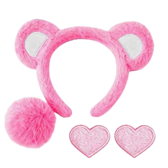 QASIEATN Plush Ear Headband for Women Cute Animal Hoop with Furry Tail Soft Fuzzy Hairband Daily Wear Casual Accessories Heardband for Women