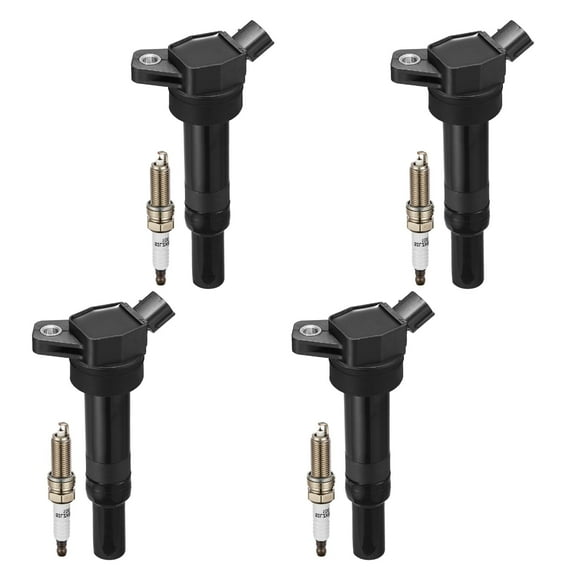 Set of 4 UF651 Ignition Coil Pack & 9686 Spark Plugs Fit for Dodge Chrysler Volkswagen Avenger Challenger Charger Journey 300 Sebring Pacifica Town & Country Routan, 3.5L 4.0L V6
