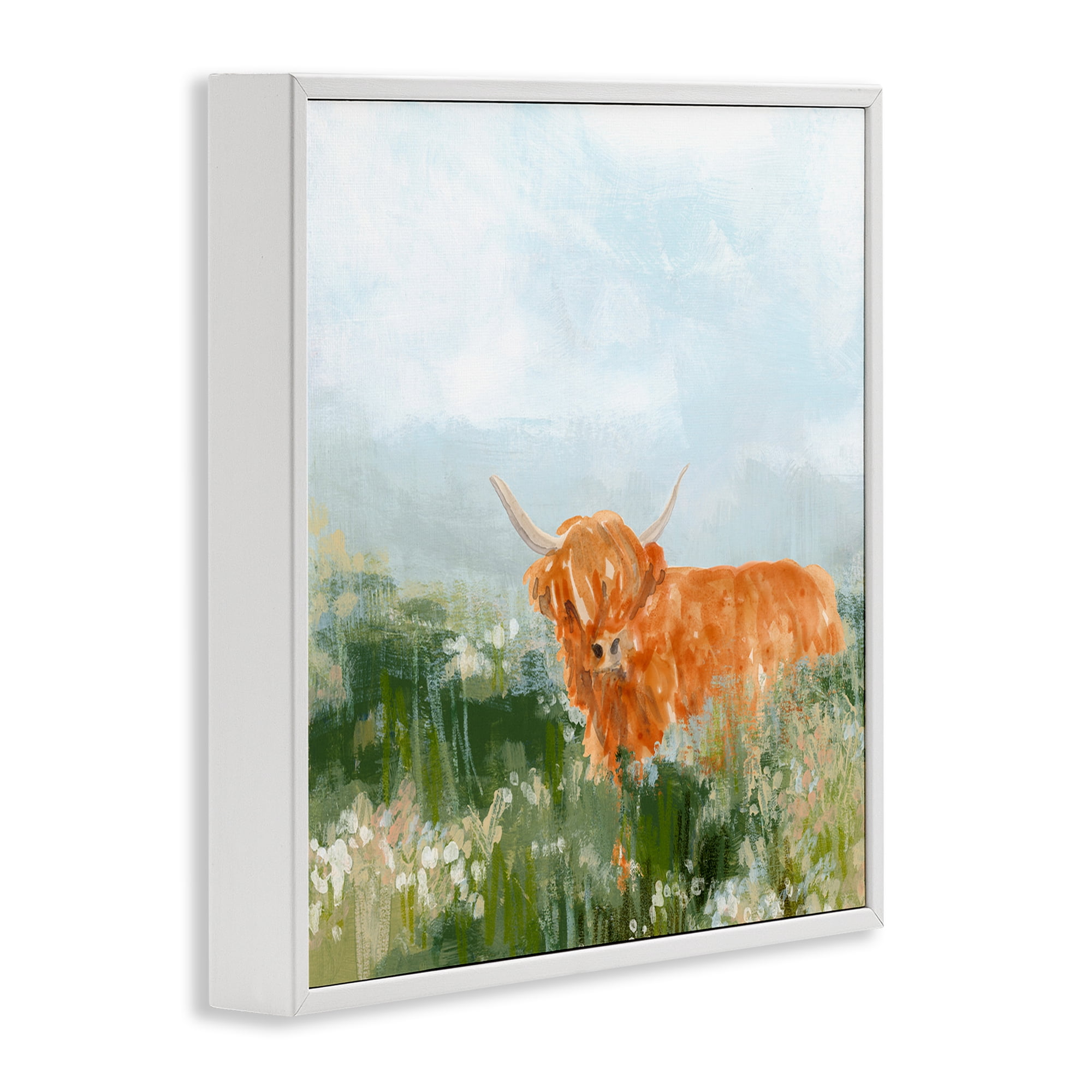 Stupell Industries Highland Cattle Abstraction Animals & Insects Painting White Framed Art Print Wall Art, 17 x 17