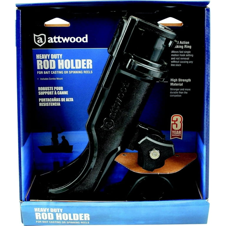 Attwood 3005.0185 5009-4 Heavy Duty Adjustable Rod Holder with Combo Mount,  Black Finish 