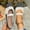 White, variant on Womens Pointed Toe Print T Strap Shoes Solid Pull-On Flat Summer