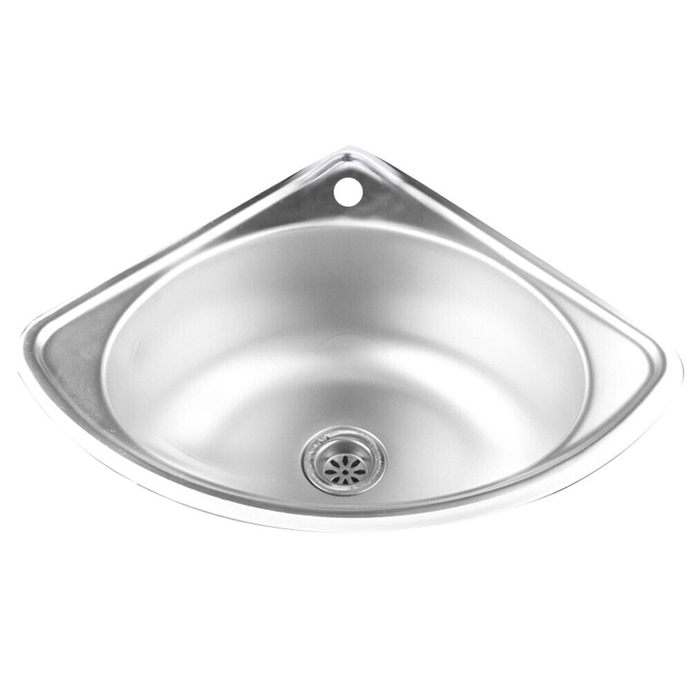Corner Narrow Single Bowl Stainless Steel Sink - Triangular Hand Basin for RV, Kitchen & Bathroom