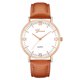 thumbnail image 2 of Reloj unisex para hombres y mujeres Reloj de pulsera con esfera de vidrio redondo y correa de PU de cuarzo (marrón, oro rosa y blanco), 2 of 6