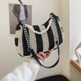 thumbnail image 2 of Bolsa de mujer casual tejido de hombro con asa de perla de playa de verano (negro) Likrtyny Para Estrenar, 2 of 8