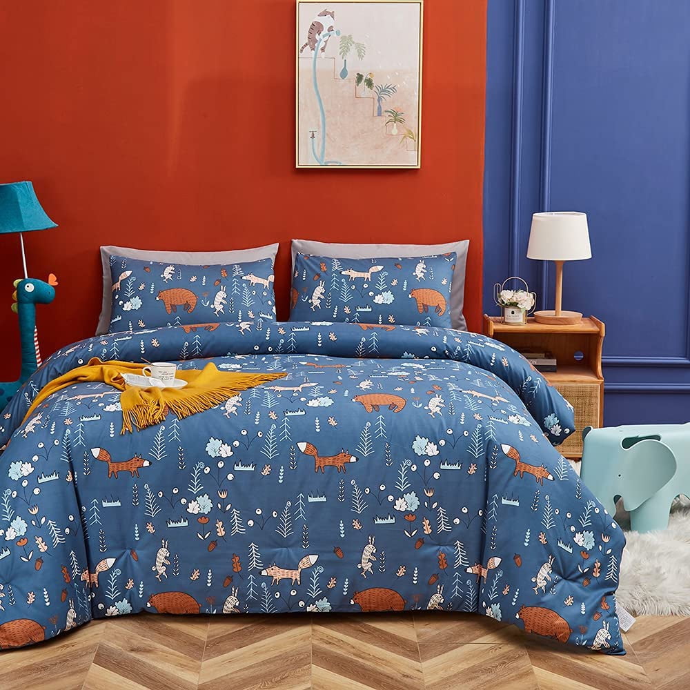 Blue bear comforter set blue bear Queen Children's comforter Cartoon
