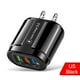 thumbnail image 2 of Cargador USB Jixopn de 3 puertos con enchufe estadounidense QC3.0, adaptador de carga rápida para teléfono de pared (negro), 2 of 7