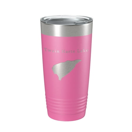 

Twain Harte Lake Map Tumbler Travel Mug Insulated Laser Engraved Coffee Cup California 20 oz Pink