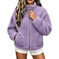 thumbnail image 6 of Enjoytime Fleece Jacket Women Stand Collar Long Sleeve Zip Up Fuzzy Outerwear Casual Soft Warm Fall Winter Coat with Pocket, 6 of 6