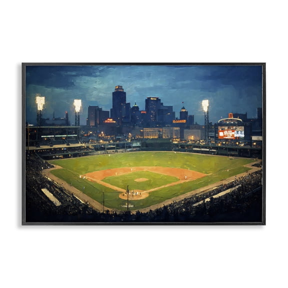 Baseball Stadium at Night Black Framed Giclee Art, design by Arlington Prints