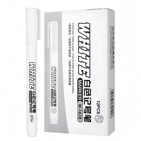 CCOCC 2026 New 12Pcs Paint Pens 1Mm Extra Fine Tip White Acrylic Permanent Marker Pens Diy Art Projects Accessories for Rock Painting, Canvas, Wood, Ceramic, Glass, Crafts